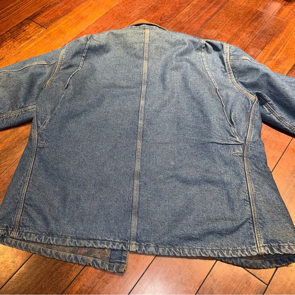 Vtg 90s Carhartt C59 DST Denim Blanket Lined Chore Coat 2XL USA Jacket - Picture 9 of 10